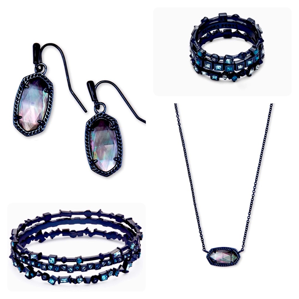 Kendra Scott Set of 4 Navy Indigo Mix Gun Metal